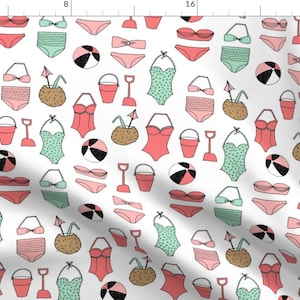 Beach Fabric - Beach // Summer Swimsuits Coconuts Fabric By Andrea Lauren - Summer Swim Cotton Fabric by the Yard With Spoonflower