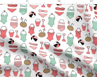 Beach Fabric - Beach // Summer Swimsuits Coconuts Fabric By Andrea Lauren - Summer Swim Cotton Fabric by the Yard With Spoonflower