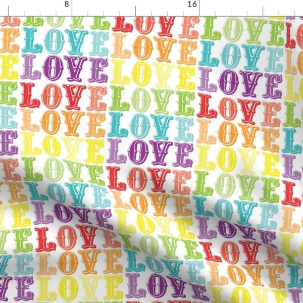 Love Fabric - Love Is A Rainbow By Creativetaylor - Love Rainbow Vintage Red Orange Yellow Green Cotton Fabric By The Yard With Spoonflower