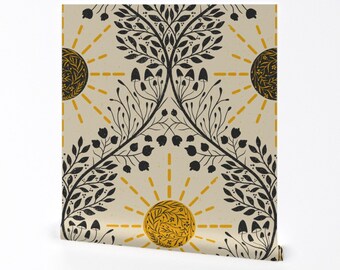 Bohemian Wallpaper - The Sun And Its Life Providing Energy By Denesannadesign - Floral Removable Self Adhesive Wallpaper Roll by Spoonflower