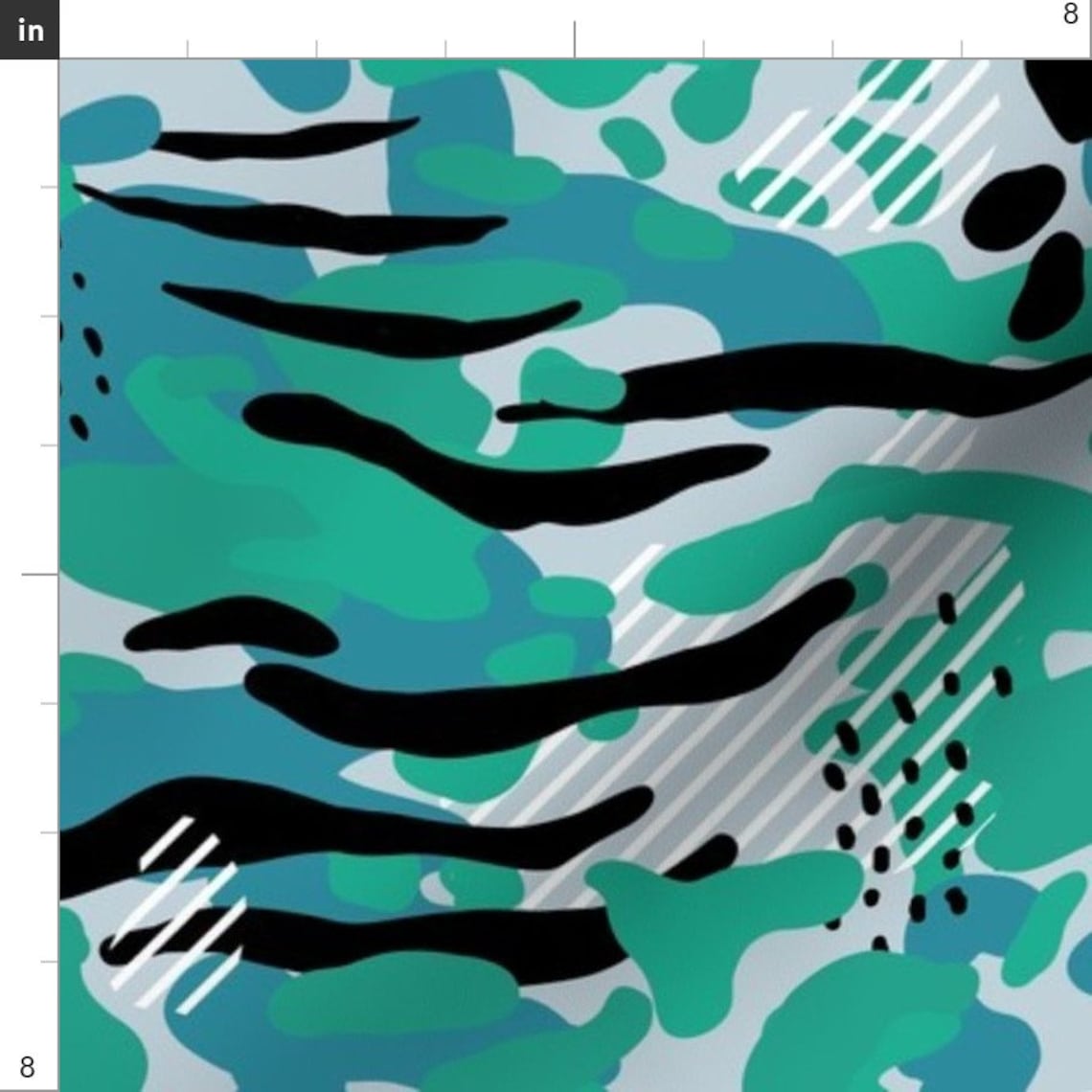 Teal Camoflage Fabric Modern Camouflage With Stripes Jungle Etsy Italia
