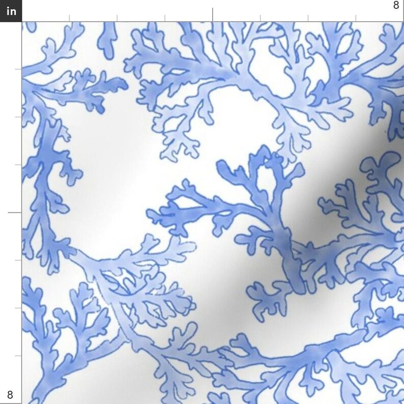 Blue Ocean Coral Fabric - Blue Coral by kate_by_rolfescustomdesign - Coastal Beach Nautical Resort Island Fabric by the Yard by Spoonflower Bild 3