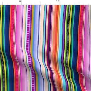 Serape Colorful Fabric - Multicolor Mexican Serape Inspired Stripe Fabric (Smaller Scale) By Theartwerks - Serape Fabric With Spoonflower