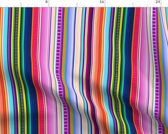 Serape Colorful Fabric - Multicolor Mexican Serape Inspired Stripe Fabric (Smaller Scale) By Theartwerks - Serape Fabric With Spoonflower