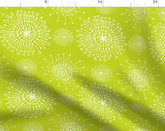 Dandelion Greenery Fabric - Dandelions Lime By Teresamagnuson - Dandelion Spring Mod Floral Cotton Fabric By The Yard With Spoonflower