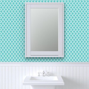 Papel tapiz de cuatro hojas - Turquesa marroquí de Sweetzoeshop - Decoración moderna para el hogar Ropa de cama Ropa de tela de algodón cortada a medida con Spoonflower imagen 8