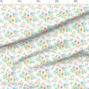 Floral Fabric - Flamingo Summer Florals By Indybloomdesign- Summer Watercolor Pastel Floral Decor Cotton Fabric By The Yard With Spoonflower Bild 2