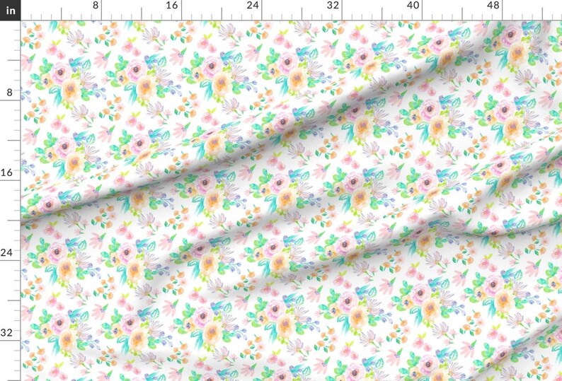 Floral Fabric - Flamingo Summer Florals By Indybloomdesign- Summer Watercolor Pastel Floral Decor Cotton Fabric By The Yard With Spoonflower Bild 2