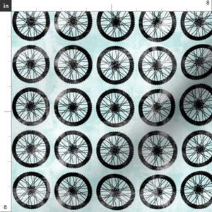 Wheels Fabric - Bicycle Blue Off-Road Mountain Bike Motocross Dirt Bike By Littlearrowdesign - Cotton Fabric By The Yard With Spoonflower zdjęcie 3