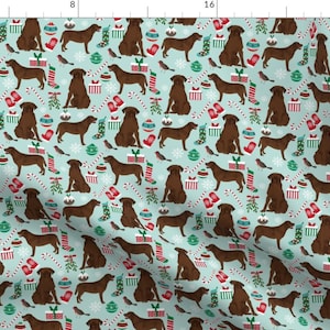 Chocolate Lab Christmas Fabric - Brown Labrador Retriever Dog Winter Holiday By Petfriendly - Cotton Fabric by the Yard with Spoonflower