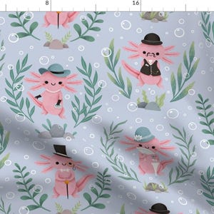Axolotl Fabric - Axolotl All Dressed Up By Movezerb - Tuxedo Amphibian Fancy Top Hat Funny Quirky Cotton Fabric By The Yard With Spoonflower