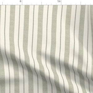 Ticking Stripes Fabric - Dark Sage On Cream by littlearrowdecor - Classic Striped Vertical Stripes Fabric by the Yard by Spoonflower