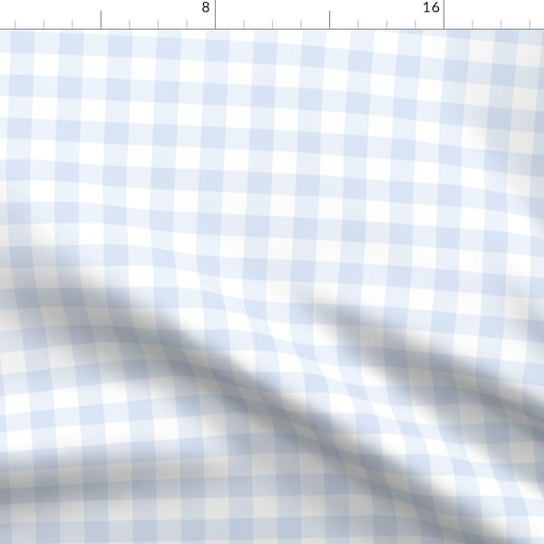 Small Blue Check Fabric - Chambray Blue Gingham by dept_6 - Preppy Light Blue Boy Picnic Garden Cottage Fabric by the Yard by Spoonflower