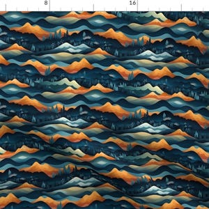 Southwest Sunset Fabric - Sunset Mountains by punkypinkcow - Mountain Range Desert Nature Scenery Trees Fabric by the Yard by Spoonflower