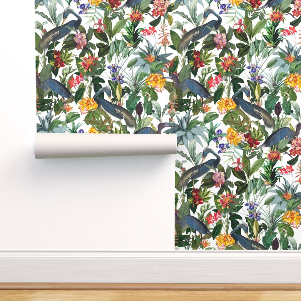 Tropical Birds Wallpaper 18 Blue Heron in Tropical | Etsy