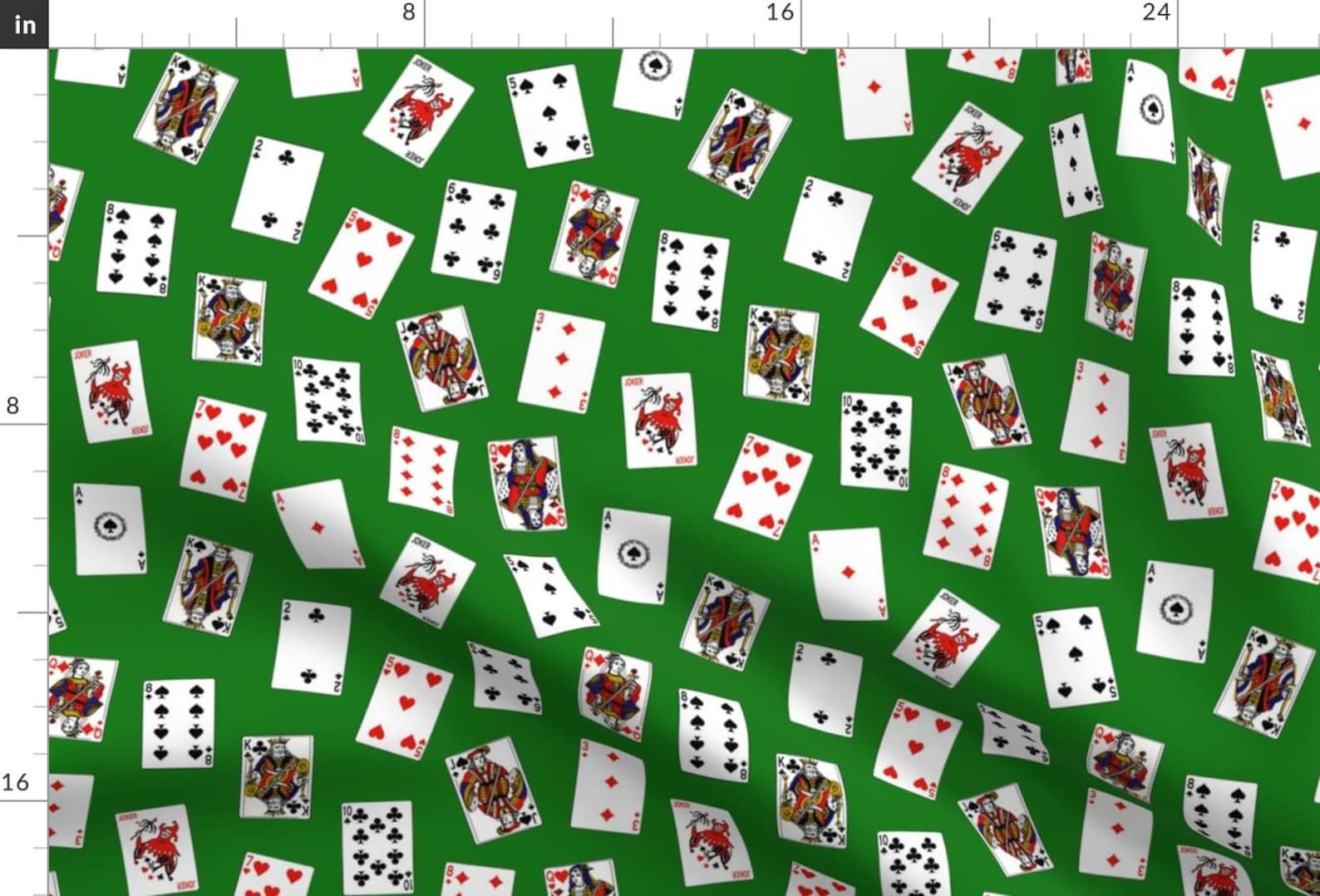 Playing Cards Fabric - Playing Card Green by Thin Line Textiles ...