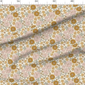 Mustard Gold Blush Fabric - Golden Floral by indybloomdesign - Western Floral Feminine Meadow Wildflowers Fabric by the Yard by Spoonflower image 2