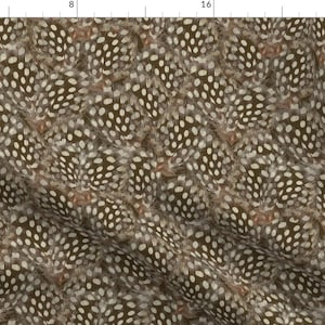 Painted Feather Fabric - Plumes In Chocolate By Willowlanetextiles - Brown Guinea Fowl Feather Cotton Fabric By The Yard With Spoonflower