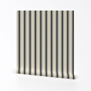 Coastal Stripe Removable Peel and Stick Wallpaper - Ticking Stripe Heritage - Wall Art Wall Decor - Regency Stripe by misentangledvision