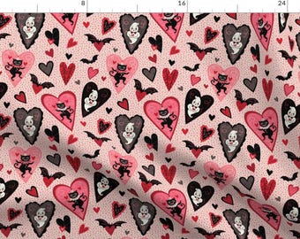 Cute Halloween Fabric - Small Spooks by johannaparkerdesign - Valloween Valentine's Day Ghost Bat Fabric by the Yard by Spoonflower