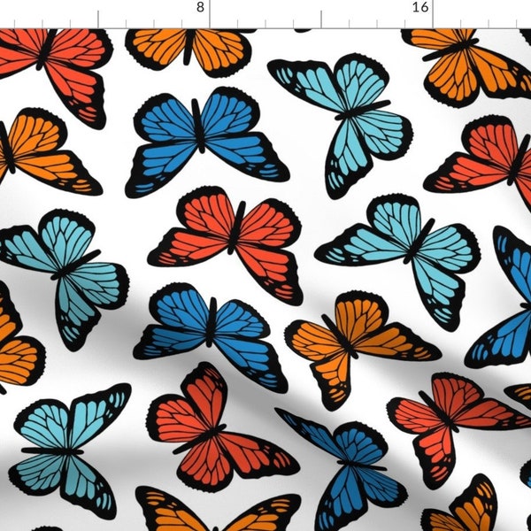 Beautiful Butterfly Fabric - Bountiful Butterflies By Bubbledog - Summer Colorful Butterfly Decor Cotton Fabric By The Yard With Spoonflower