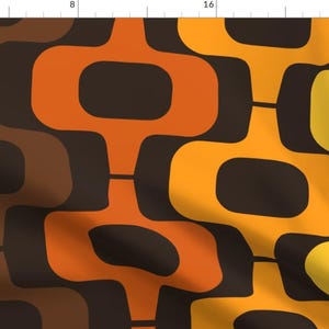 1970s Fabric - Mid Century by artistkierstan - Ogee Mid Mod Mcm Large Scale Jumbo Golden Brown Retro  Fabric by the Yard by Spoonflower