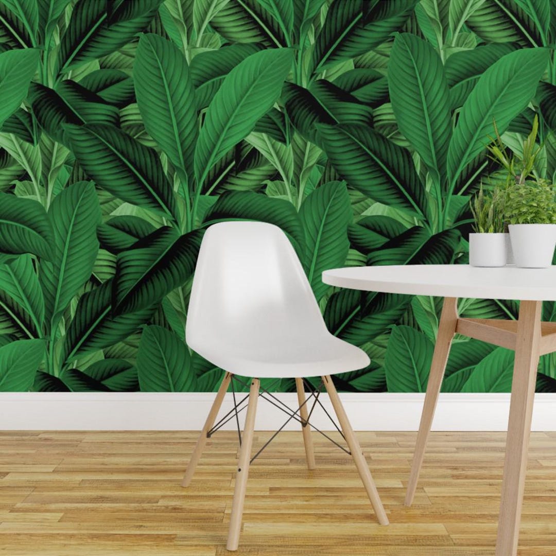 Palm Leaves Wallpaper - Palm in Palm Green by Peacoquettedesigns- Green ...