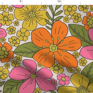 Floral Fabric - Retro 1960s1970s Floral by somecallmebeth - Flowers Retro 60s 70s Flower Power Hippie  Fabric by the Yard by Spoonflower