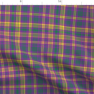 Mardi Gras Fabric - Mardi Gras Plaid By Charlottewinter - Mardi Gras Purple Green Yellow Tuesday Cotton Fabric By The Yard With Spoonflower
