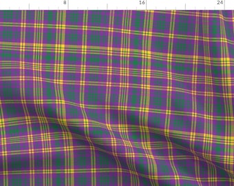 Mardi Gras Fabric - Mardi Gras Plaid By Charlottewinter - Mardi Gras Purple Green Yellow Tuesday Cotton Fabric By The Yard With Spoonflower