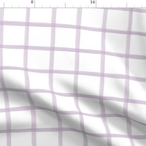 Lavender Check Fabric - Painted Lilac Grid by danika_herrick - Lilac Purple Cottagecore Window Pane Check  Fabric by the Yard by Spoonflower