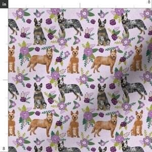 Cattle Dog Fabric - Australian Cattle Dog (Smaller) Pet Cheater Quilt Florals By Petfriendly - Cotton Fabric By The Yard With Spoonflower image 3