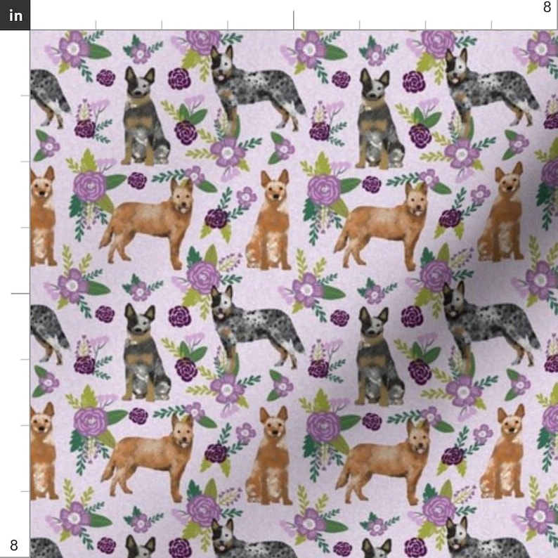 Cattle Dog Fabric - Australian Cattle Dog (Smaller) Pet Cheater Quilt Florals By Petfriendly - Cotton Fabric By The Yard With Spoonflower image 3