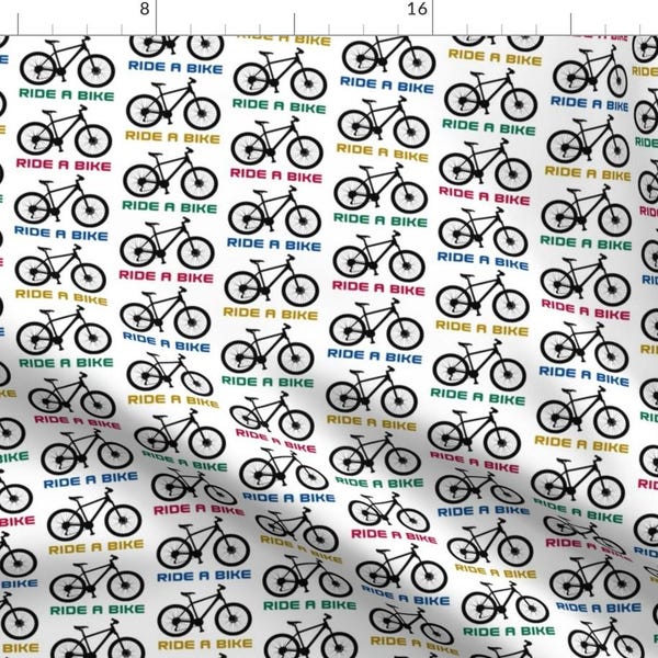 Ride a Bike Fabric - Ride A Bike Two By Andibird - Ride a Bike Cyclist Mountain Biking Cotton Fabric By The Yard With Spoonflower