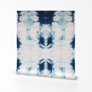 Shibori Wallpaper - Soul Shibori By Alison Janssen - Blue White Tie Dye Custom Printed Removable Self Adhesive Wallpaper Roll by Spoonflower