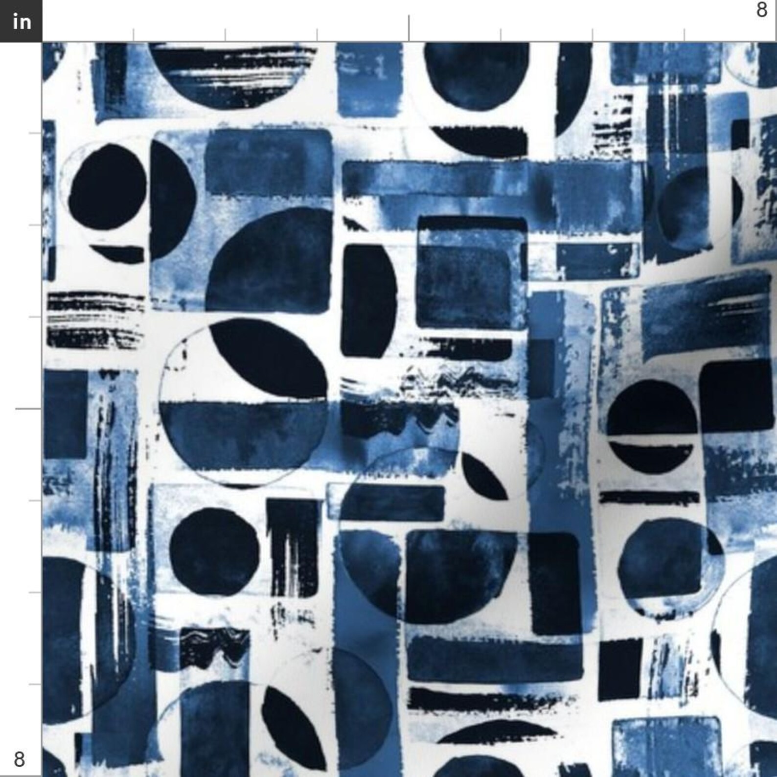 Indigo Geo Upholstery Fabric- Watercolor Geometry by Olgersart - Blue ...