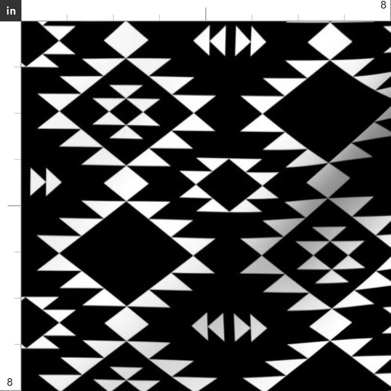 Southwest Tribal Triangles Fabric black White by Kimsa Boho Etsy