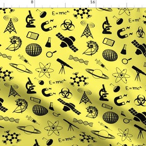 Math and Science Fabric - Science Space Biology Physics Mathematics School By Thin Line Textiles- Cotton Fabric By The Yard With Spoonflower