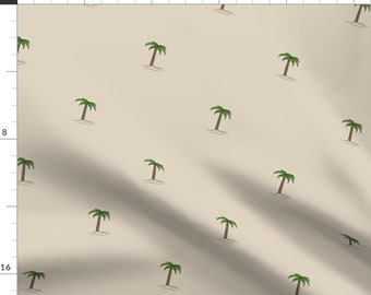 Palm Tree Apparel Fabric - Desert Island by kohatupatternsdesigns - Tan Beach Tropical Small Sandy Summer Clothing Fabric by Spoonflower