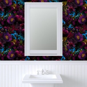 Dark Floral Wallpaper - Moody Florals By Utart - Mystic Night By Utart - Garden Bold Removable Self Adhesive Wallpaper Roll by Spoonflower image 8