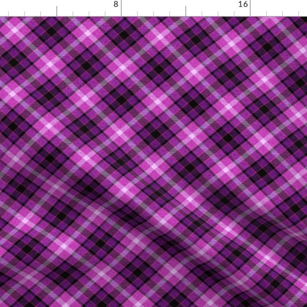Plaid Fabric - Custom Violet And Magenta Plaid By Eclectic House - Diamond Plaid Check Fashion Cotton Fabric By The Yard With Spoonflower