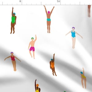 Swimming Fabric - Swimmers On White by dasbrooklyn - Holiday Summer Sea Ocean Sports Pool Swimmer Vacation Fabric by the Yard by Spoonflower