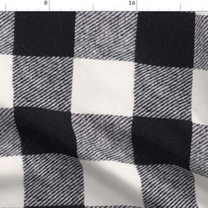 Cream and Black Buffalo Check Fabric - Buffalo Check In Ebony By Willowlanetextiles - Plaid Cotton Fabric By The Yard With Spoonflower