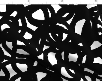 Black and White Fabric - Abstract Freestyle By Domesticate - B W Cotton & Upholstery Fabric By The Yard With Spoonflower
