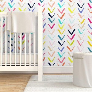 Chevron Wallpaper - Sketchy Arrows Summer Party By Theartwerks - Arrows Custom Printed Removable Self Adhesive Wallpaper Roll by Spoonflower image 6