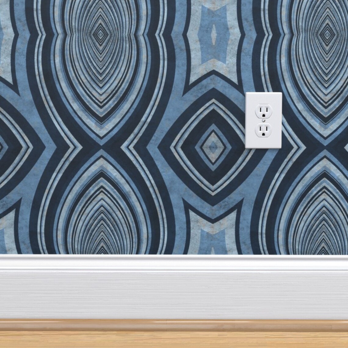 Art Deco Wallpaper Art Deco Dark Blue By Variable Blue Etsy