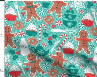 Pain d'épices biscuits enfants vacances de Noël tissu imprimé par spoonflower BTY