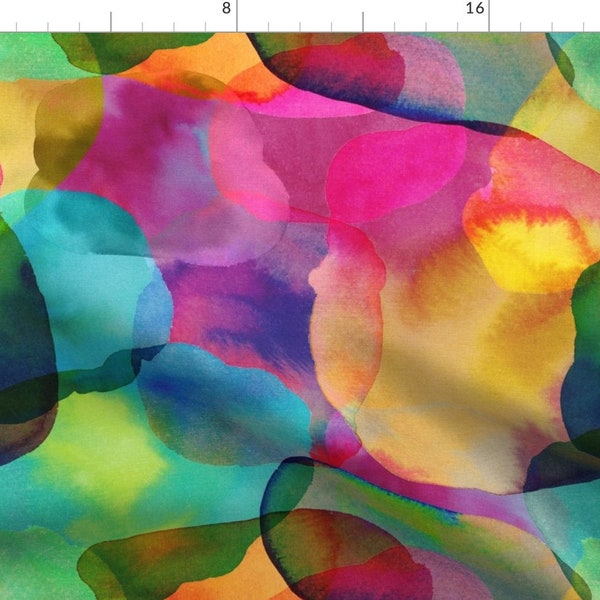 Watercolor Fabric - Vivid Daydream By Ceciliamok - Abstract Paint Drops Colorful Therapeutic Cotton Fabric By The Yard With Spoonflower