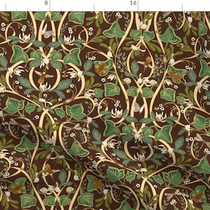 Ornate Ivy Fabric - Royal Garden Art Nouveau Small Chocolate Brown By Southwind - Traditional Cotton Fabric By The Yard With Spoonflower