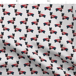 Scottie Dog Fabric - Scottie Dog Bagpipes - Cute Scottish Terrier Tartan - Grey By Petfriendly - Cotton Fabric by the Yard with Spoonflower